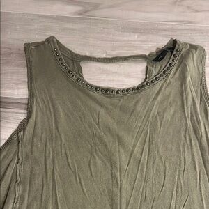 Rock & Republic Asymmetrical Olive Green Studded Tank Top